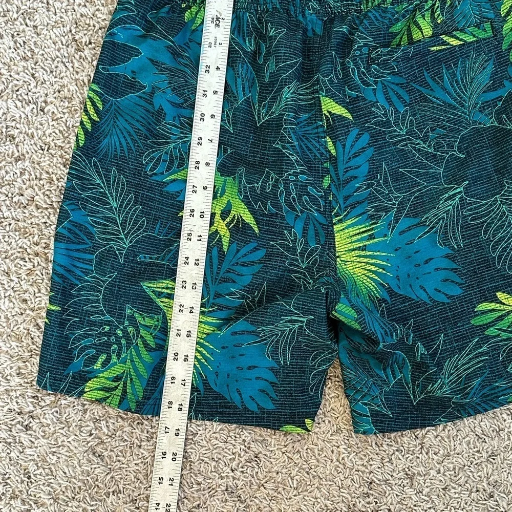 ZeroXPosur Tropical Leaf Print Drawstring Waist Swim Shorts Sz L
